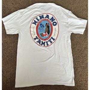 Hinano Tahiti TShirt Mens Medium White Lager Beer Logo Casual Cotton Vintage